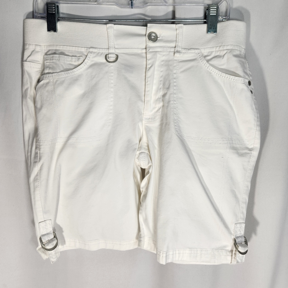 Gloria Vanderbilt White Elastic Waist Shorts Size 6